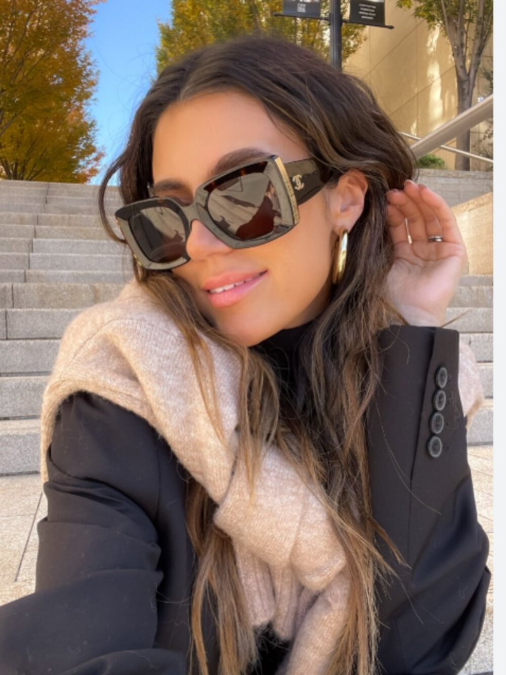 CHANEL Black Oversized Rectangle Sunglasses w/ Orig. Packaging Celeb Style - Picture 16 of 16
